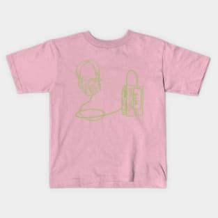 Portable Tape Player (Yellow Green Lines) Analog / Music Kids T-Shirt